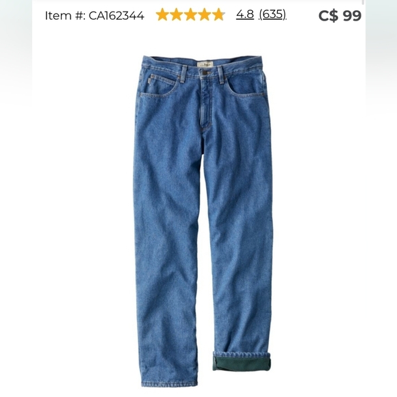 L.L. Bean Men's Classic Fit Fleece Lined Straight Jeans - Picture 6 of 6